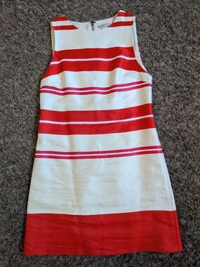 Alice + Olivia White Dress with Red & Pink Stripes